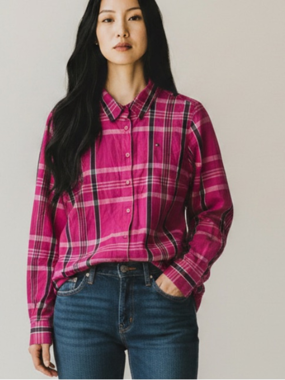 Tommy Hilfiger Fuchsia Plaid Button-Down Shirt